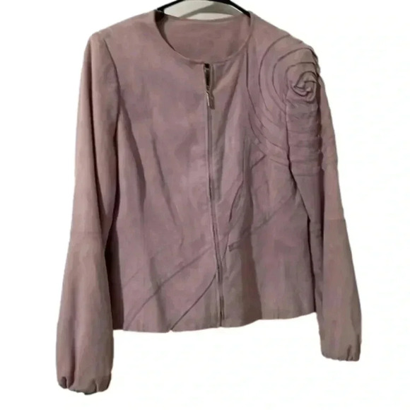 Spring Purple Suede Leather Coat Size M - Picture 1 of 7